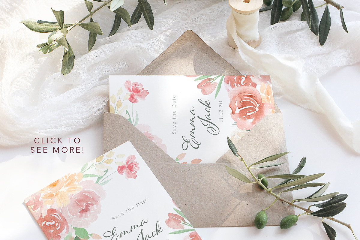 Soft Blush Floral Watercolor Set, an Illustration by One and Only Paper (Photo 5 of 7)