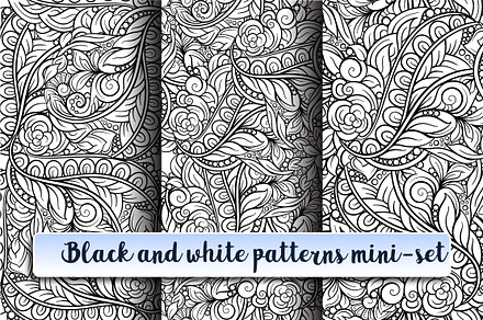 Black and white patterns mini-set