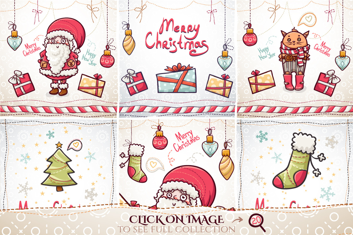 Christmas elements and cards set, an Illustration by Dreaming_Lucy (Photo 5 of 5)