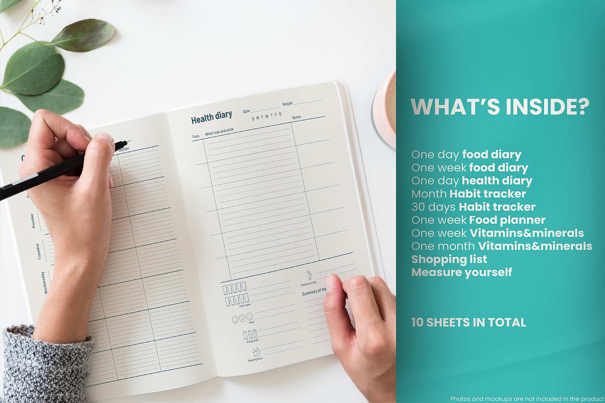 A5 planner inserts Food diary Canva, a Stationery Template by Handy Template (Photo 2 of 8)