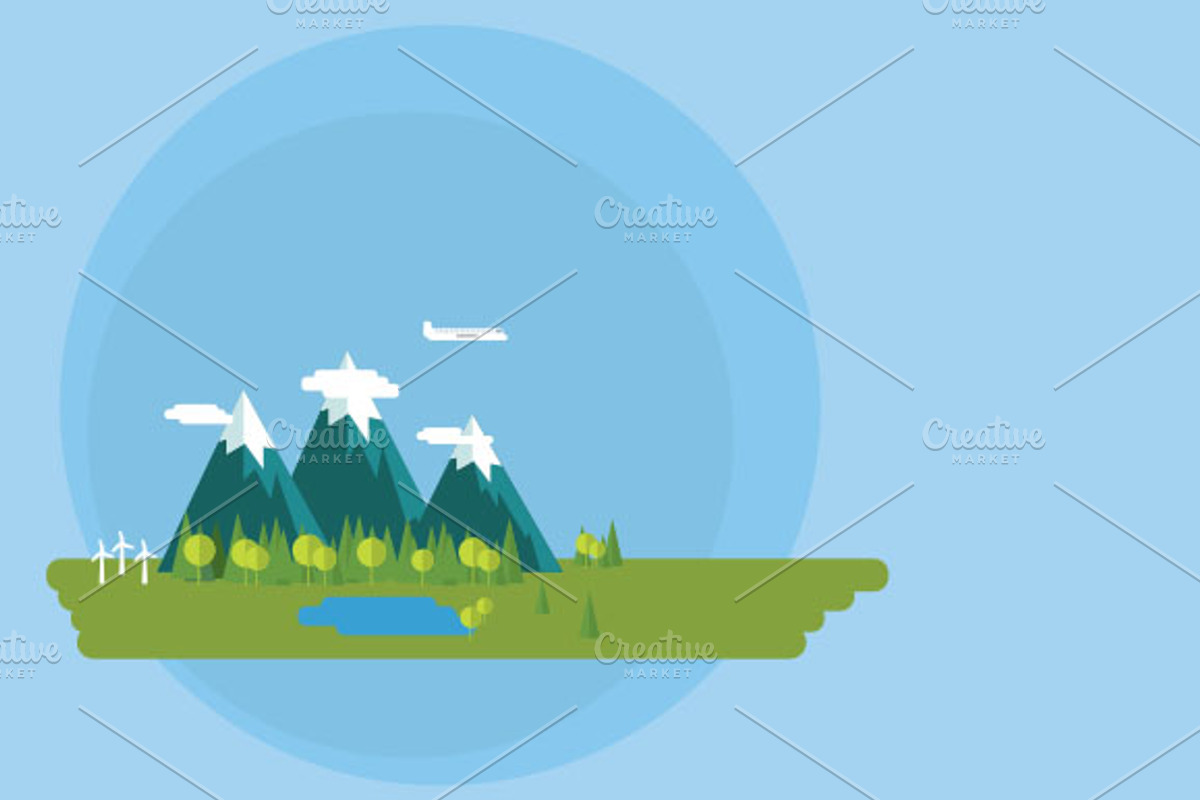 Flat nature landscape illustrations, an Illustration by meanicons (Photo 3 of 5)