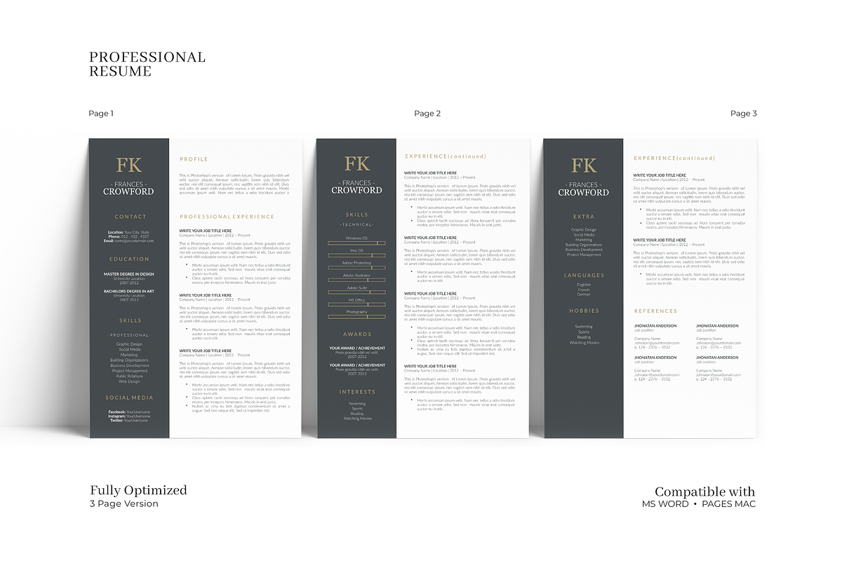 Stylish Resume Design Template, a Resume Template by GraphicFlava (Photo 3 of 8)