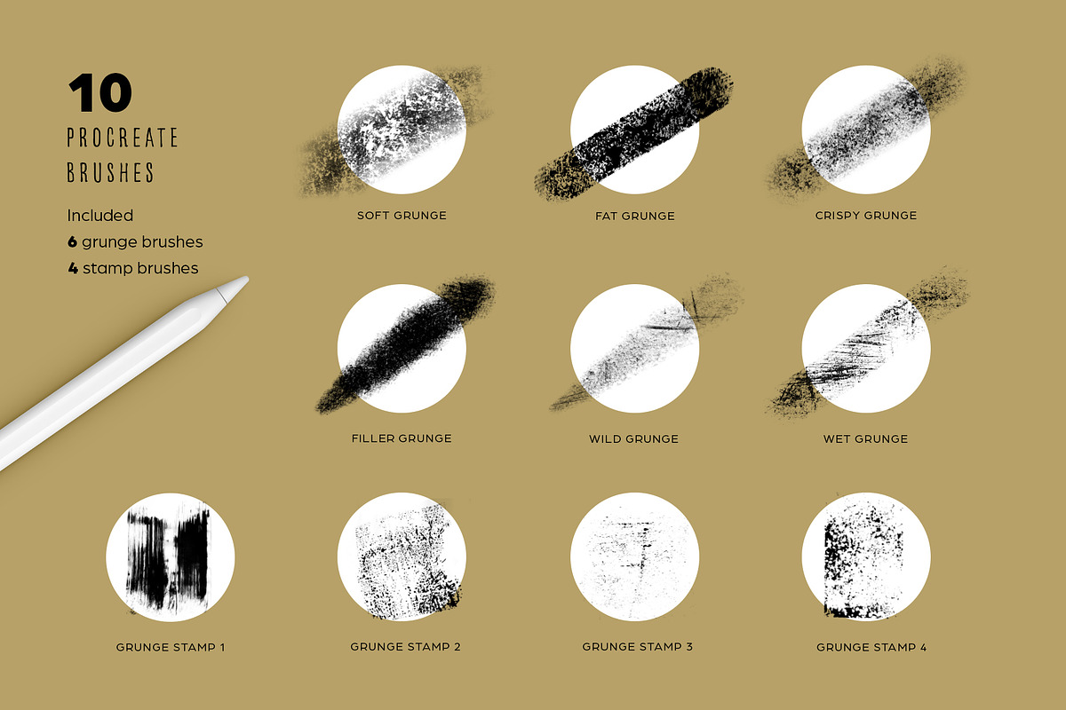 Grunge Procreate Brushes, a Brush Add-On by Faber Co. (Photo 2 of 3)
