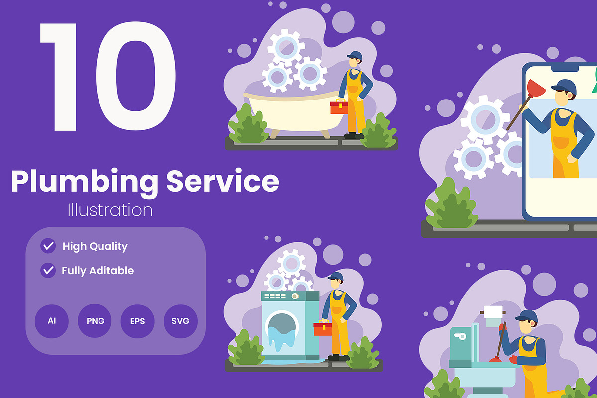 Plumbing Service Illustration Pack, a Person Illustration by baii09 (Photo 1 of 4)