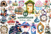 Vintage Alice in Wonderland Clipart, an Illustration by CreationArt (Thumbnail 1 of 5)