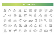 Firefighting safety equipment icons, an Outline Icon by Tettygreen (Thumbnail 1 of 2)
