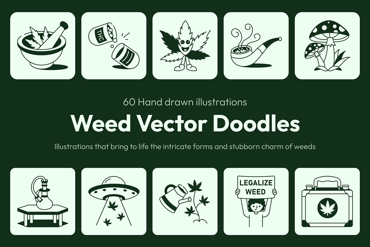 Weed Drawing Illustration Set, an Object Illustration by Vectors Market (Photo 1 of 8)
