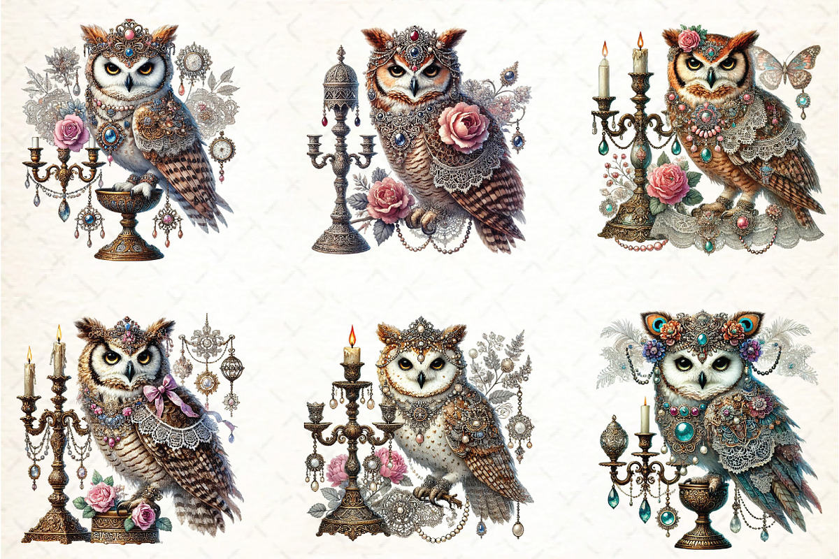 Watercolor Owls Clipart, an Illustration by DreamCafeArt (Photo 2 of 5)