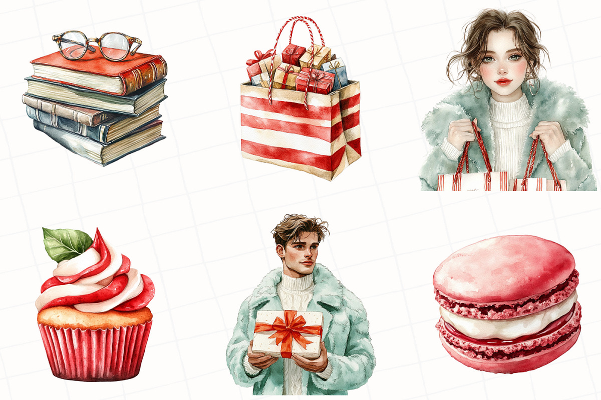 Cozy Christmas Watercolor Clipart, an Illustration by OK Design (Photo 3 of 5)