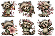 Whimsical Spring Raccoon Clipart, an Illustration by Dream Creation (Thumbnail 3 of 7)