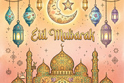 Watercolor Eid Mubarak Illustration, a Holiday Photo by microtasker (Thumbnail 2 of 2)