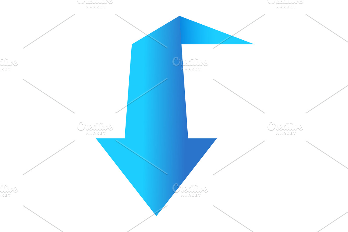 Blue arrow icon, pointing down, an Object Illustration by Things for designers