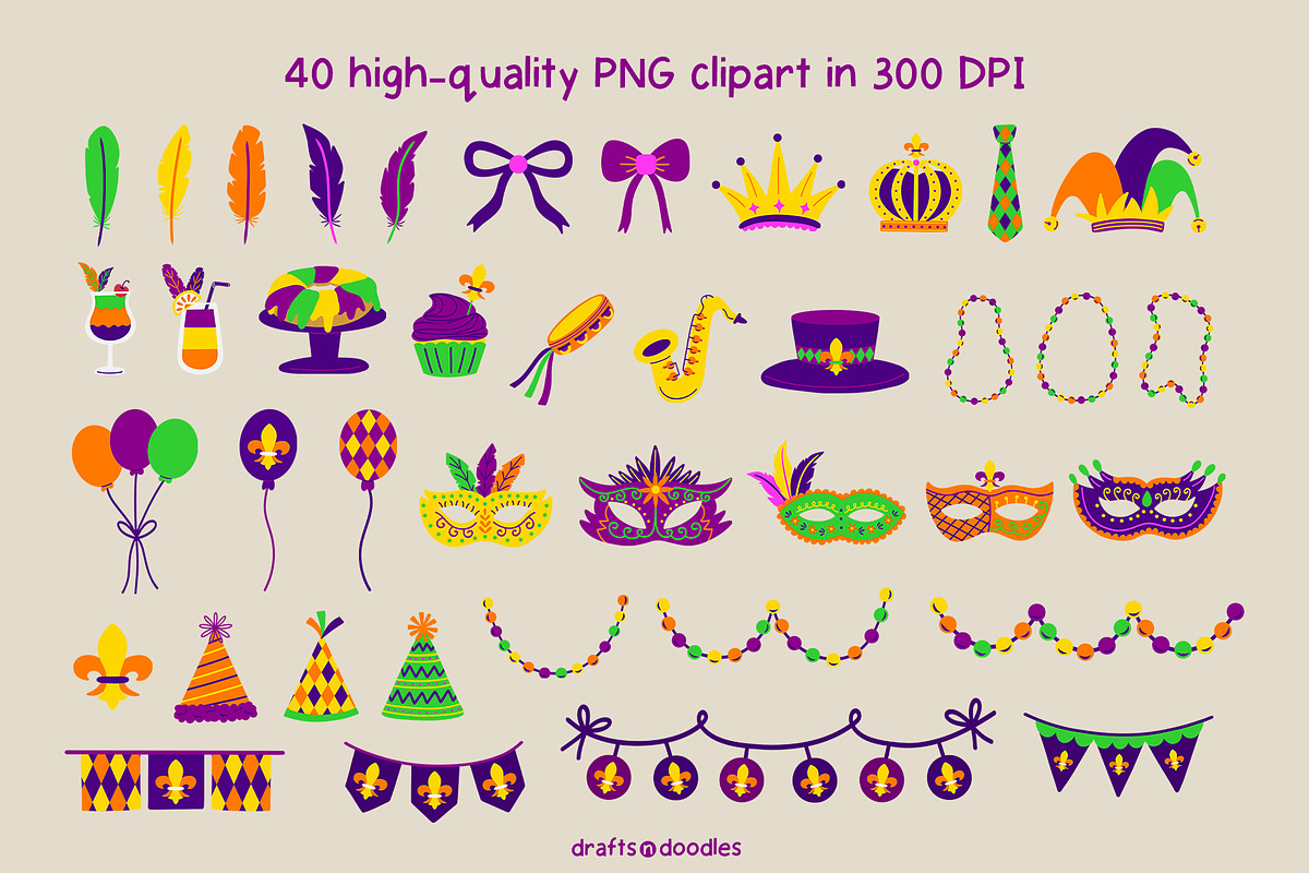 Mardi Gras Parade Graphics Set, a Pattern Graphic by Drafts n Doodles (Photo 2 of 12)