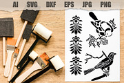 Stencil Birds on a branch, an Animal Illustration by MARYCRAFTIRIA (Thumbnail 2 of 3)
