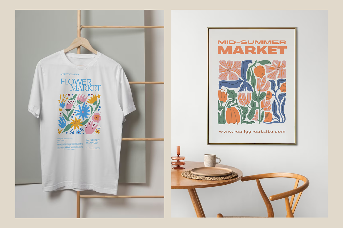 Naive Flowers: Patterns & Posters, a Pattern Graphic by PixelAesthetic (Photo 2 of 8)
