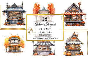 Watercolor Cafe Storefront Cliparts