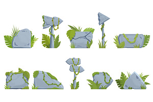 Jungle stone plates. Stoned banners, an Illustration by Valerie Bodnar