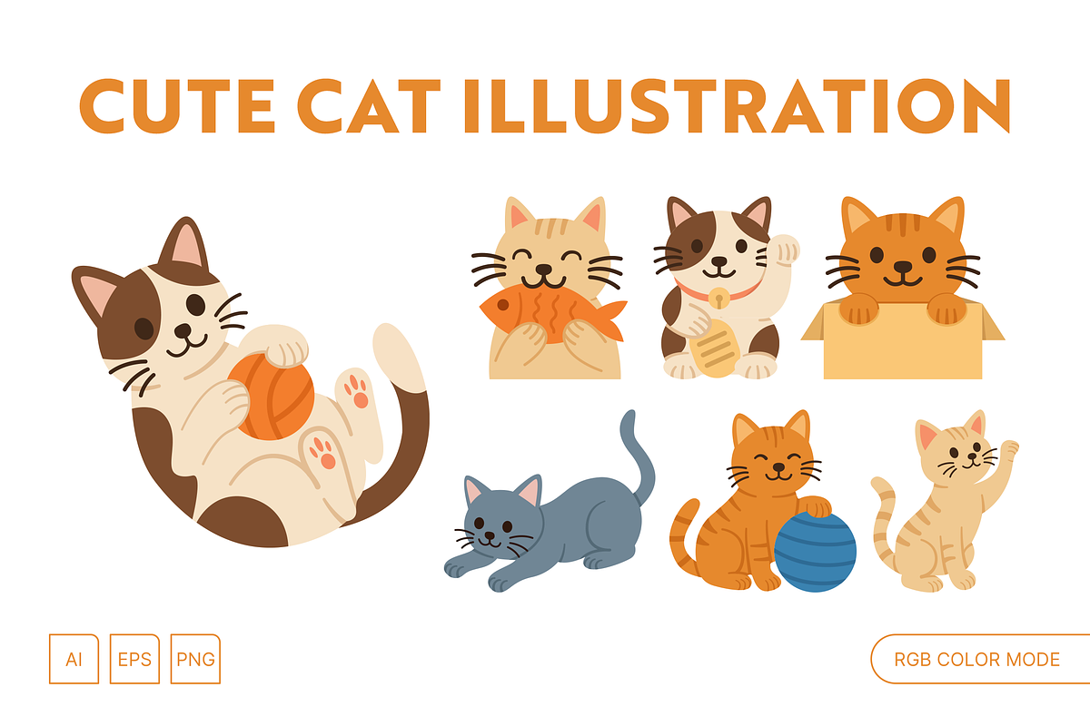 Cute Cat Illustration Vector, an Animal Illustration by muhisya