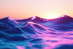 A serene view of ocean waves at sunset, with vibrant colors reflecting off the, a Photo by Textures & Backgrounds