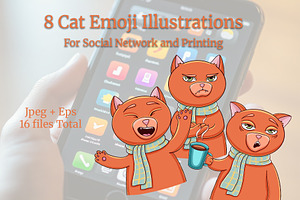 Cat Emoji Illustrations, an Animal Illustration by Milla_Zelenyuk_art