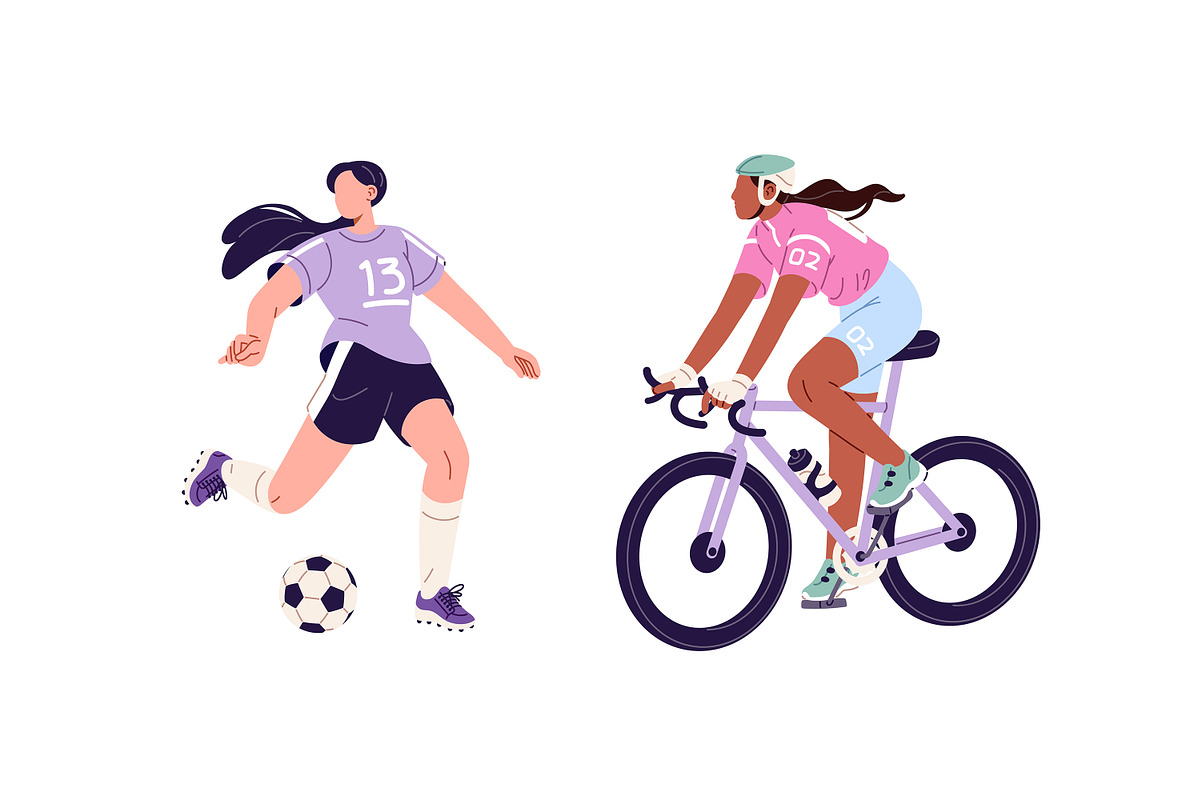Sport athletes set, seamless pattern, a Sport Illustration by PaperTrident (Photo 5 of 12)