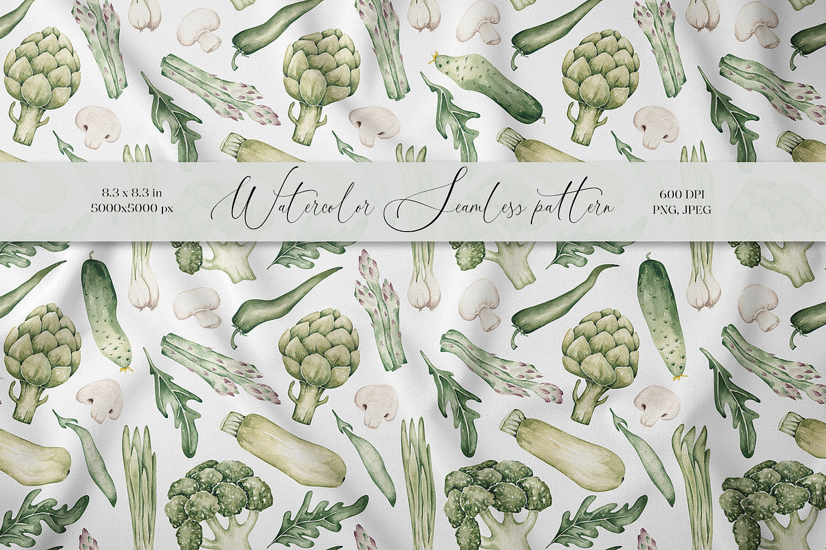 Green Vegetables seamless pattern, a Pattern Graphic by SirenaArt (Photo 1 of 11)