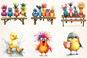 Cute Quirky Funny Birds Clipart, an Illustration by Libby Wishes (Thumbnail 4 of 6)