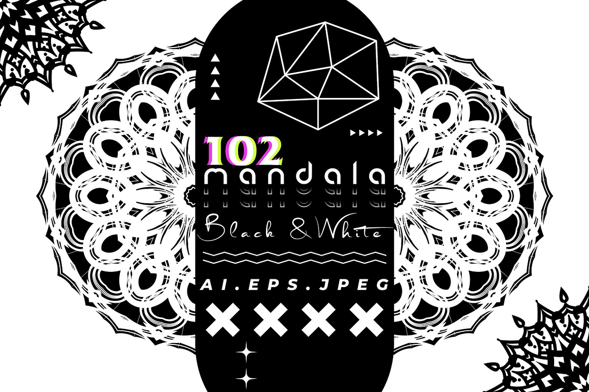 Ornamental Black White Mandala Pack, a Decorative Illustration by NJ Himel (Photo 1 of 103)