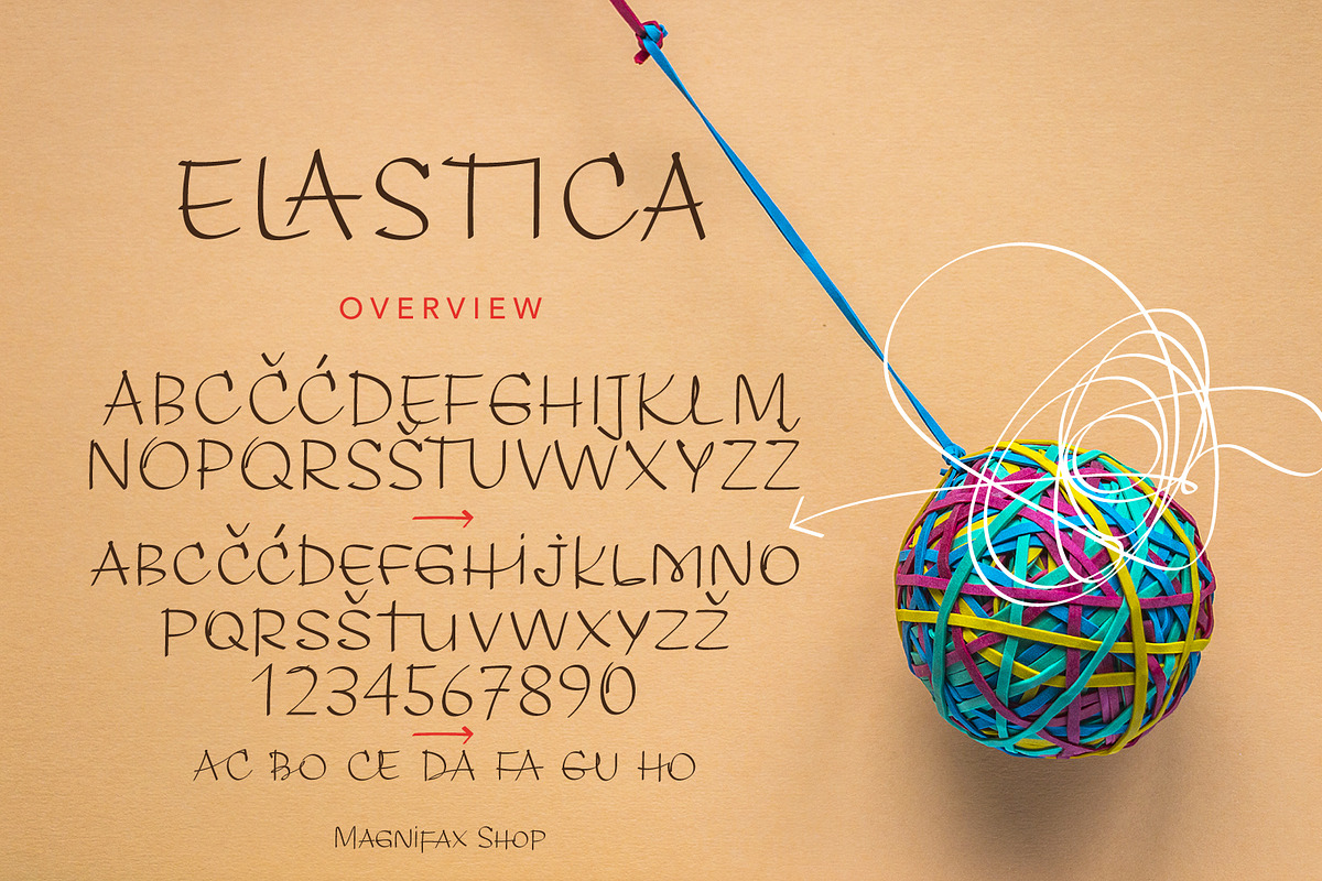 ELASTICA font + ELASTICA Icons font preview 2