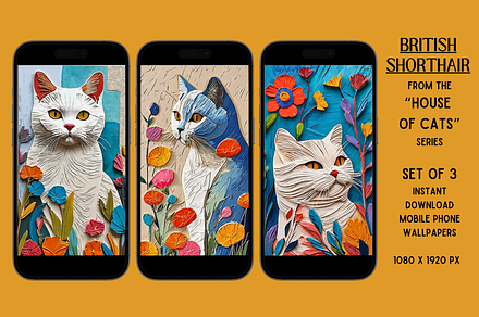 Mobile Phone Wallpapers (Shorthair), a Wallpaper Graphic by Shisa Images