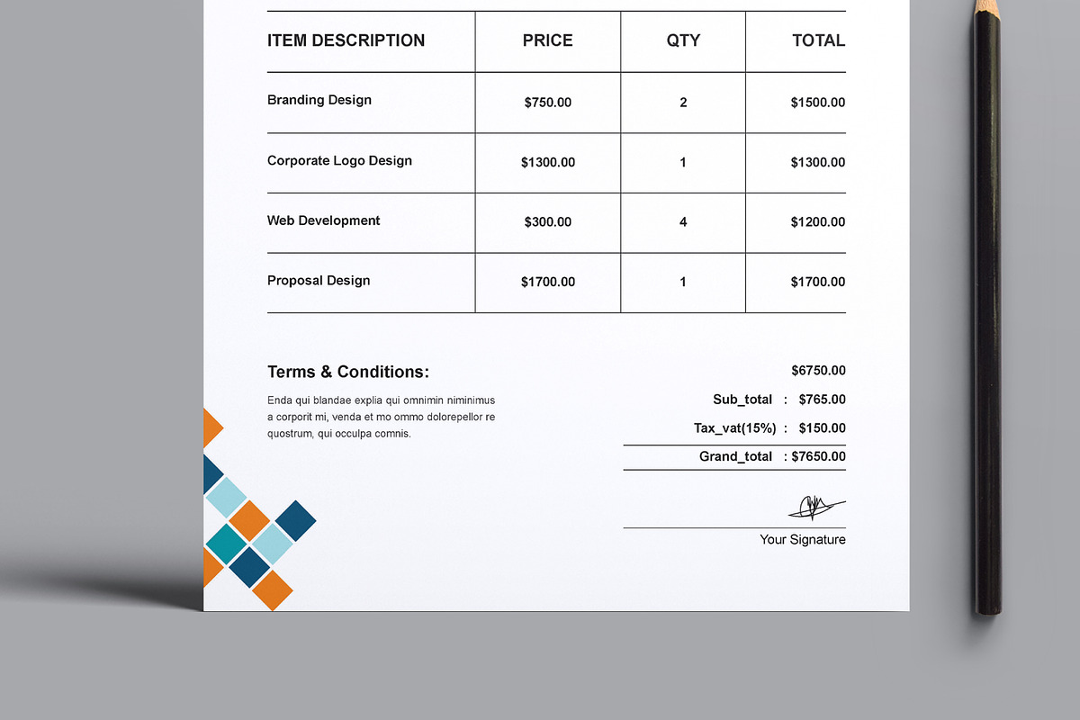 Invoice Design Layout, a Stationery Template by MightyDesign (Photo 3 of 8)