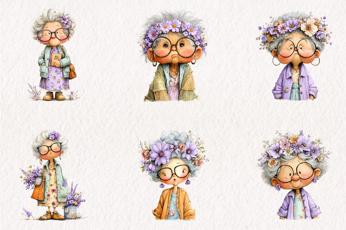 Summer Funny Grandma Clipart, an Illustration by CreationArt (Photo 5 of 7)