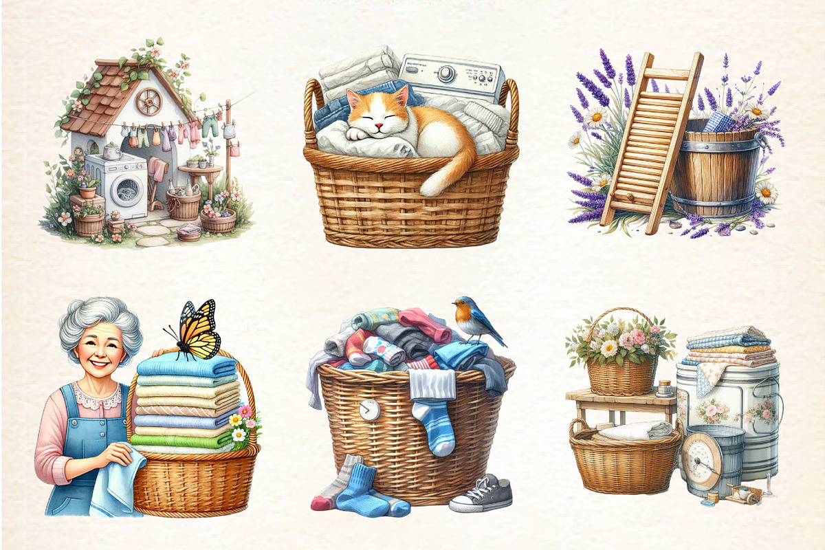 Spring Laundry Clipart, a Seasonal Illustration by DreamArtGraphic (Photo 3 of 4)