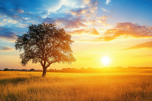 Golden grass meadow with a solitary, a Photo by Iftikhar Alam