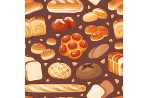 Bread seamless pattern. Repeated, a Food Illustration by YummyBuum