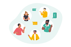 People group communication. Young, a Technology Illustration by LadadikArt