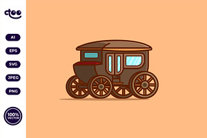 Simple Vintage Horse Carriage, a Transportation Illustration by Satisfactoons