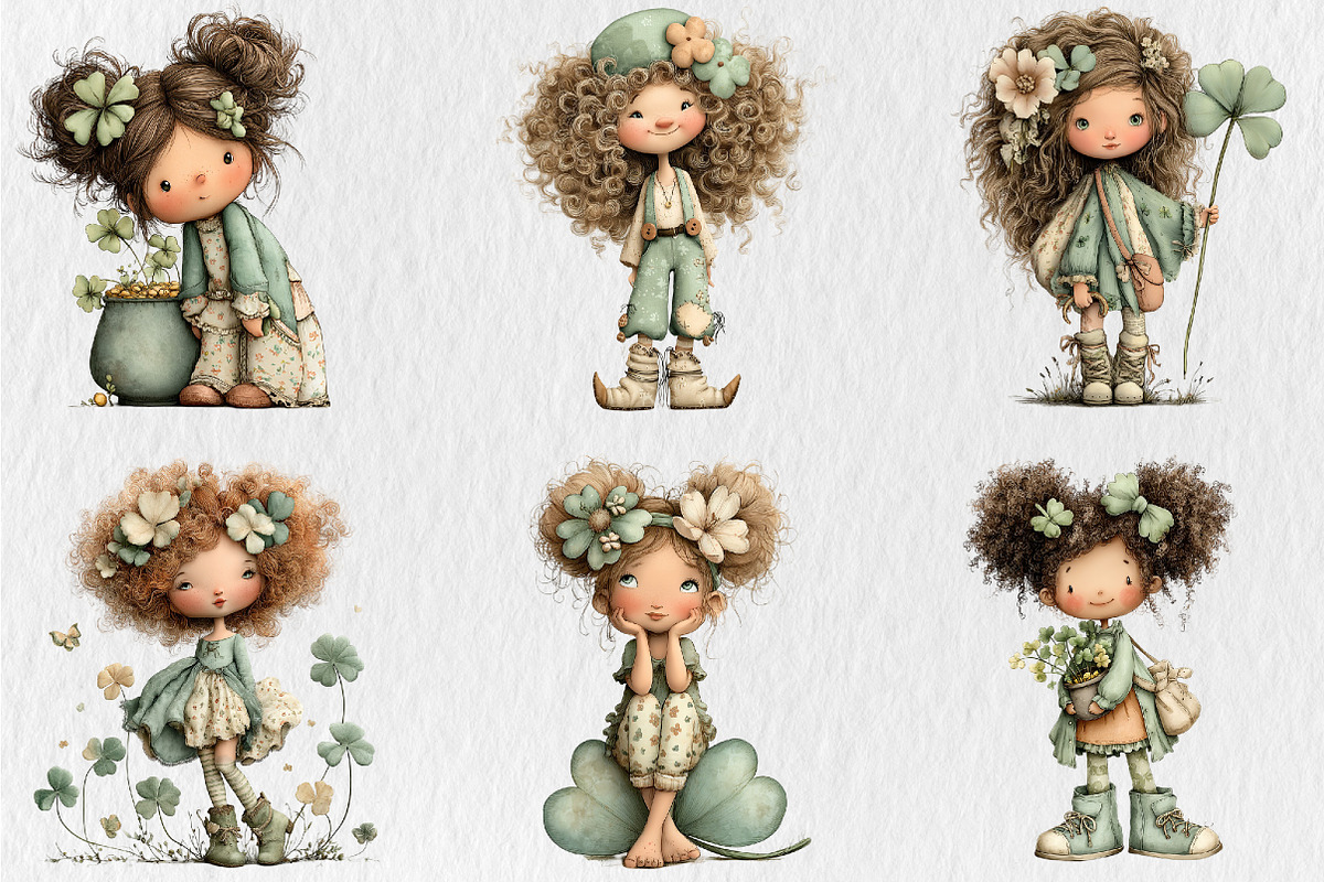 Whimsical St Patrick's Day Girl Clip, a Seasonal Illustration by Rose Art (Photo 2 of 6)