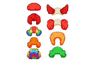Cartoon clown wig collection, an Object Illustration by pikepicture