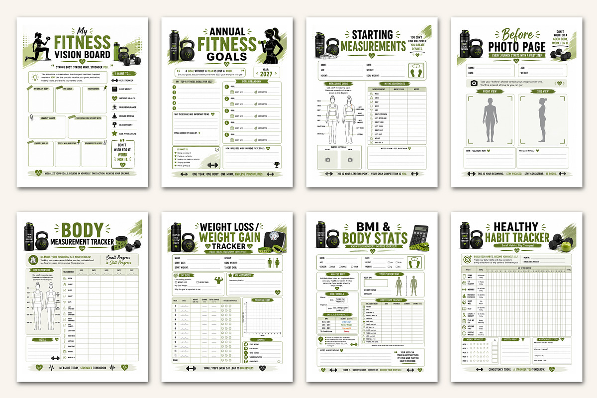 2027 Fitness Planner, a Stationery Template by Designmela01 (Photo 2 of 5)