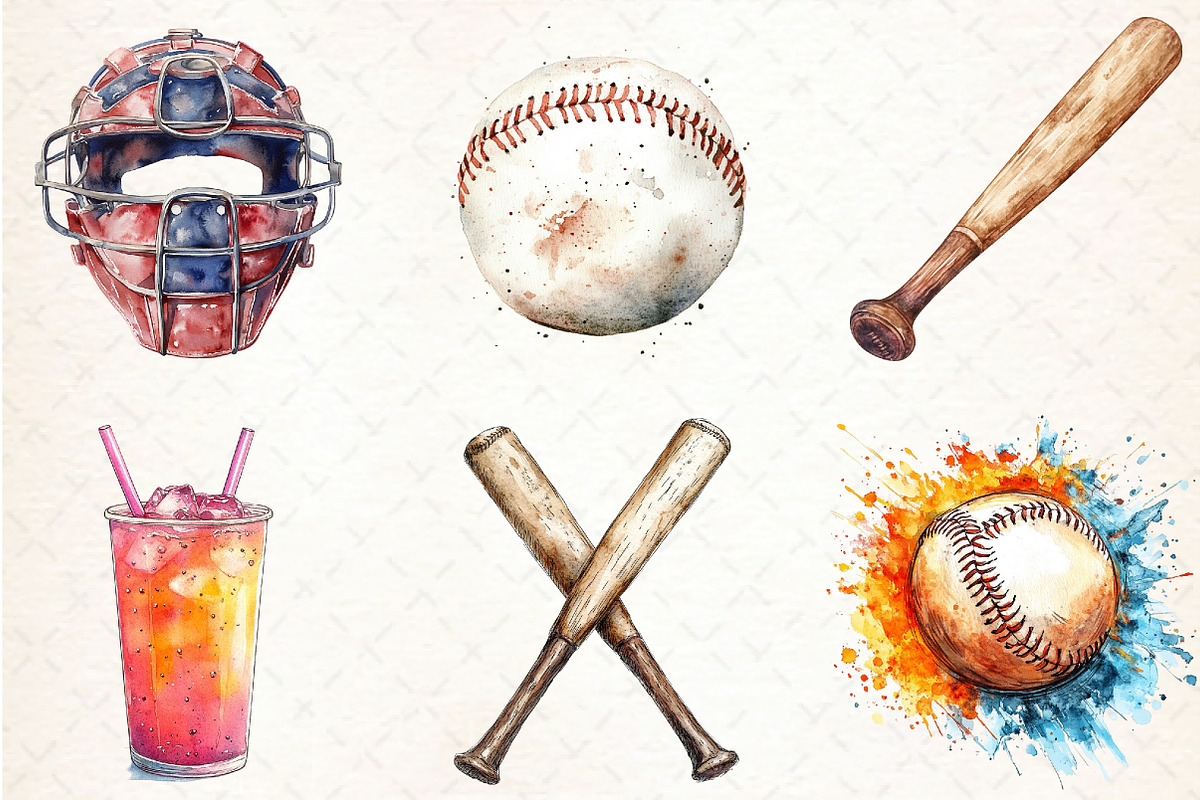 Baseball Elements Clipart, an Illustration by Libby Wishes (Photo 2 of 6)