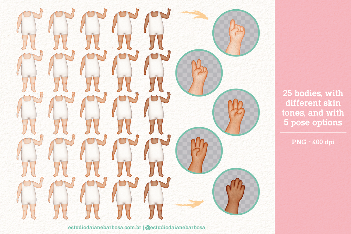 Girls - Cliparts Set, an Illustration by Estudio Daiane Barbosa (Photo 4 of 13)