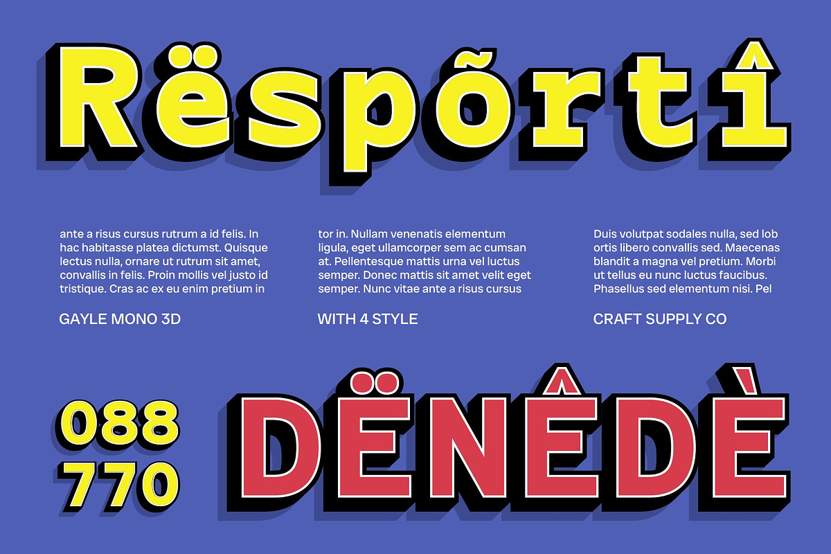 CS Gayle Mono 3D, a Sans Serif Font by Craft Supply Co. (Photo 7 of 8)