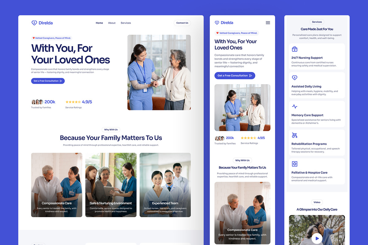 Senior Nursing Care Website UI Figma, an UI Kit Template by peterdraw (Photo 7 of 7)