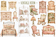 Vintage Cottage Life PNG Clipart, a Decorative Illustration by Whimsy Brush Studio (Thumbnail 2 of 8)
