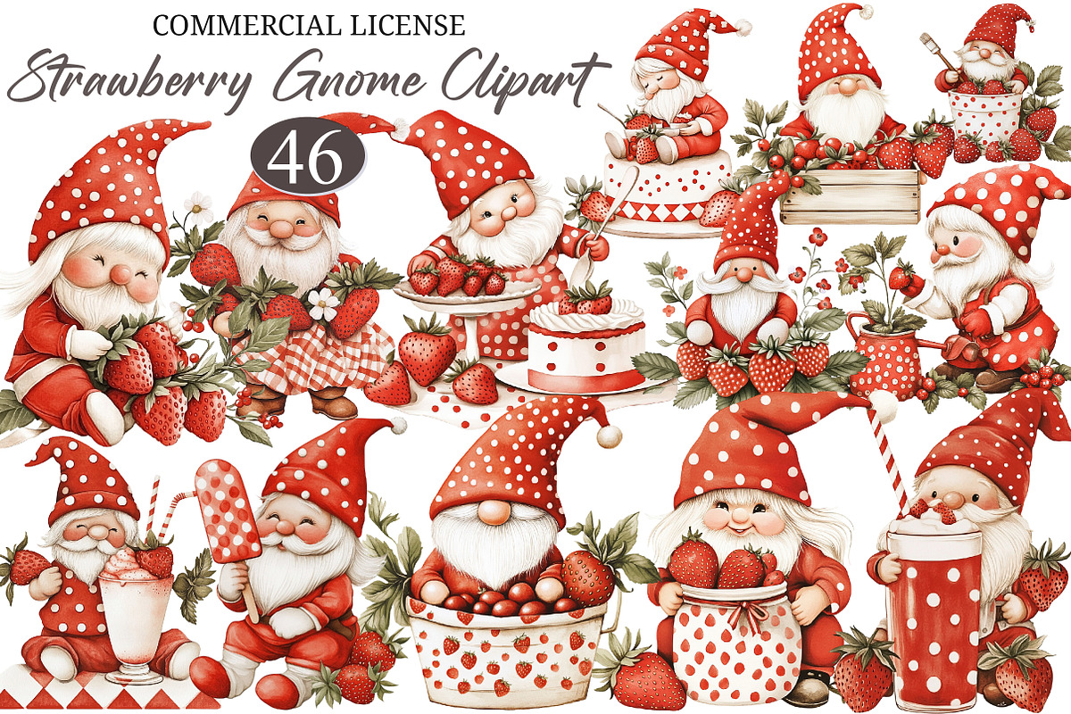 Strawberry Gnome PNG Clipart, an Illustration by designcity5 (Photo 1 of 5)