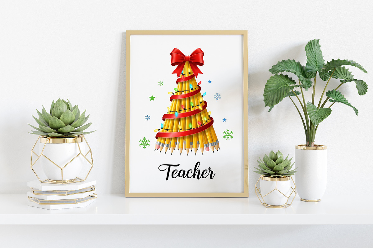 Christmas Pencil Tree Teacher Png, an Illustration by Craft Nest (Photo 3 of 6)