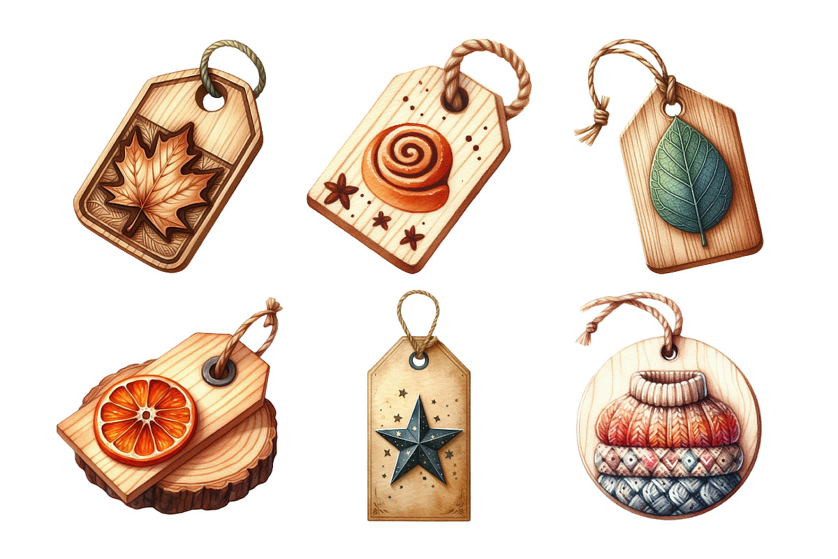 Vintage Wooden Autumn Tags Clipart, an Illustration by Daily.Designs (Photo 5 of 5)
