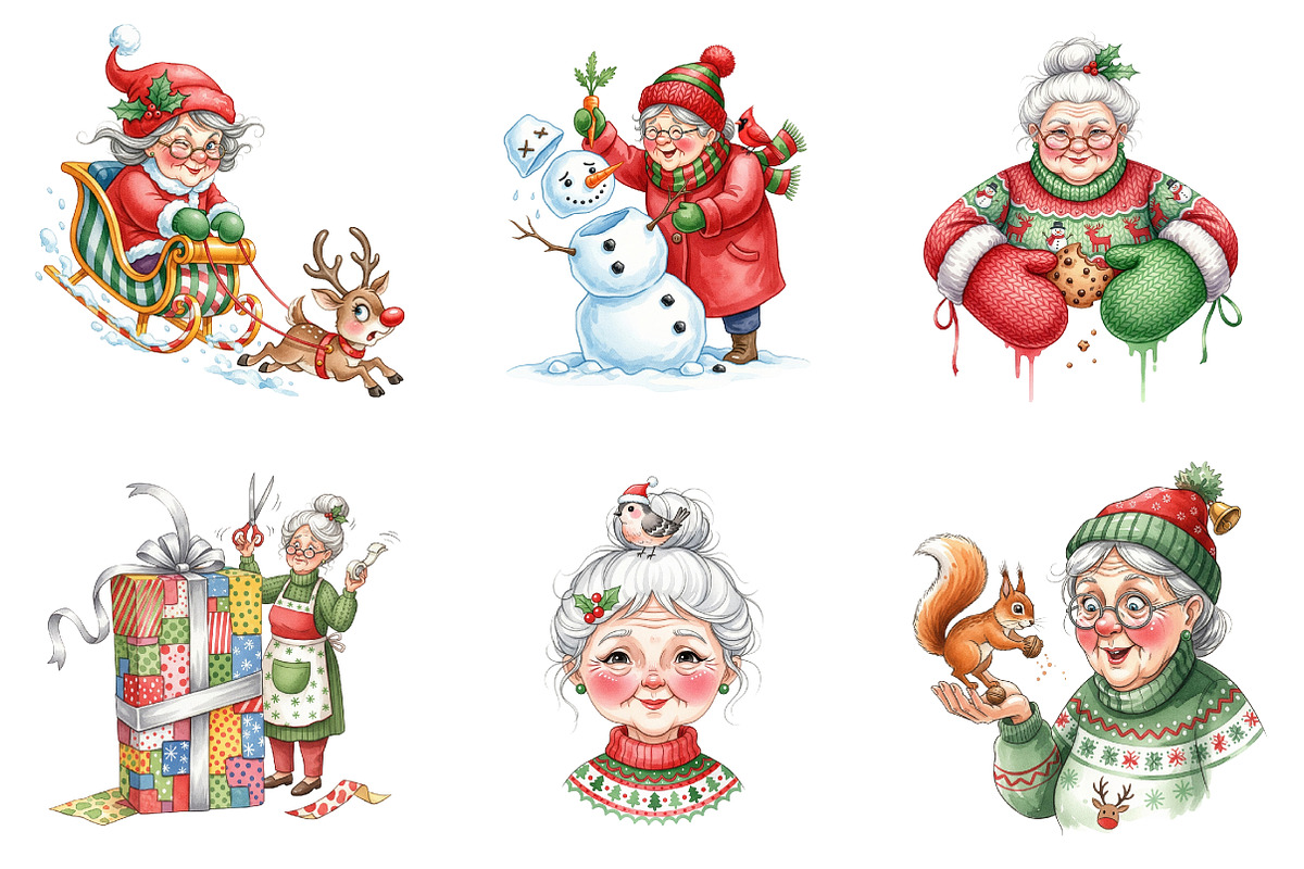Funny Old Lady Christma, an Illustration by Design Market (Photo 2 of 3)