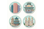 Prompt 50 Retro US Cityscape Icons, a Decorative Illustration by Creative design (Thumbnail 3 of 7)